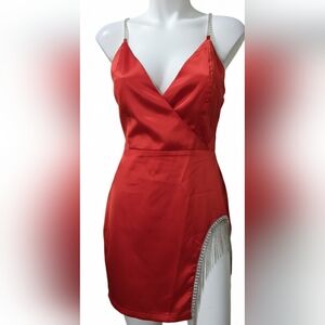 Elegant Red Satin Dress